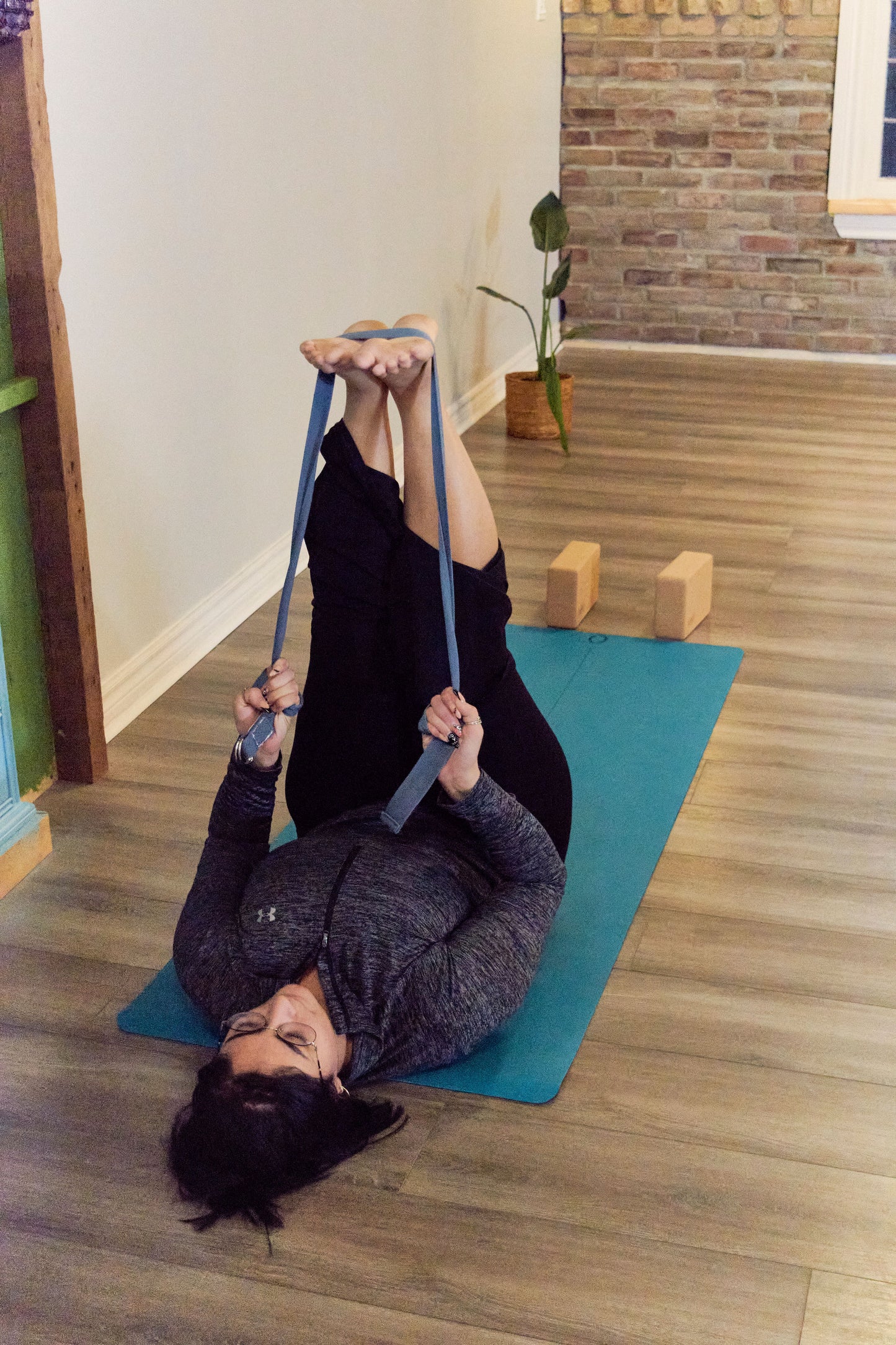 Black Cotton Yoga Strap